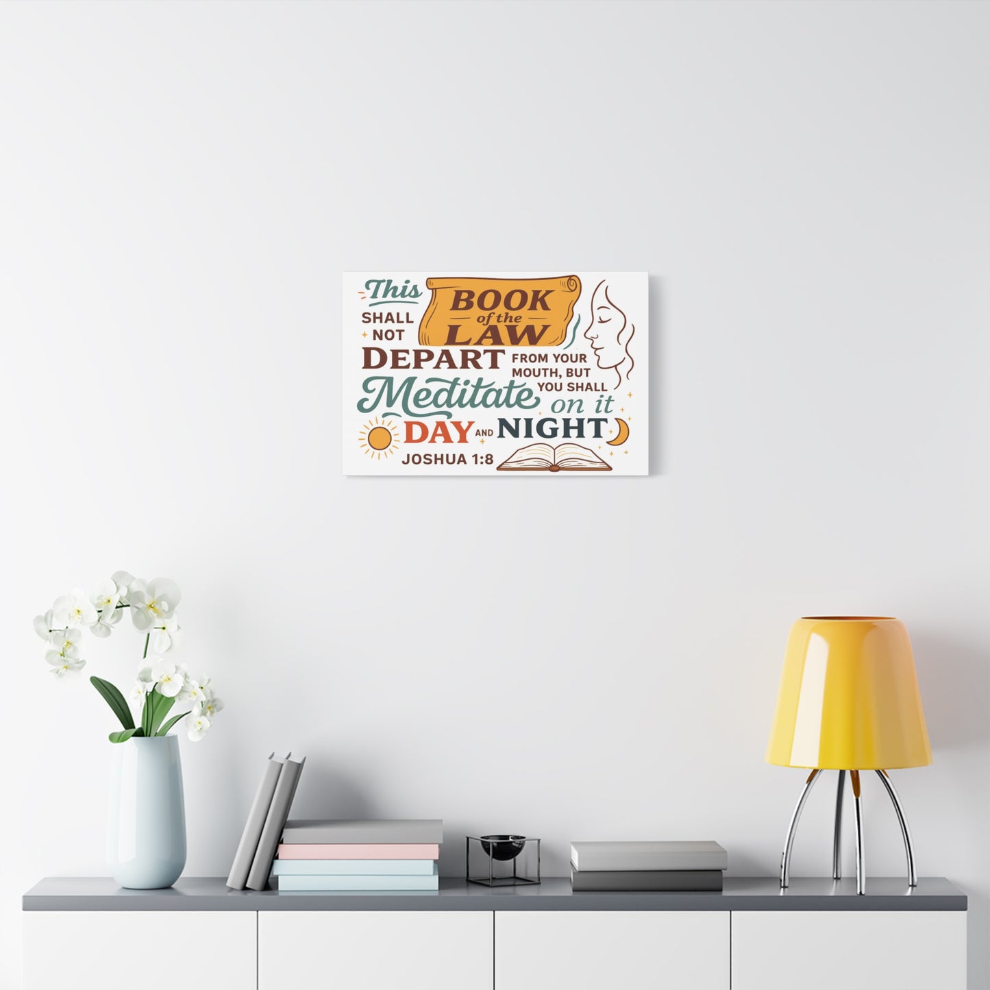 Joshua 1:8 Horizontal Christian Canvas Wall Art