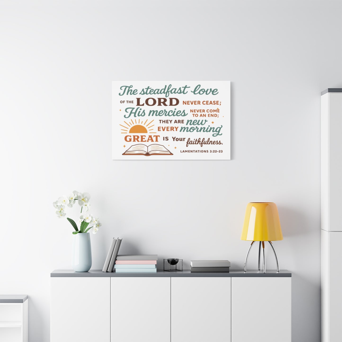 Lamentation 3:22-23 Horizontal Christian Canvas Wall Art