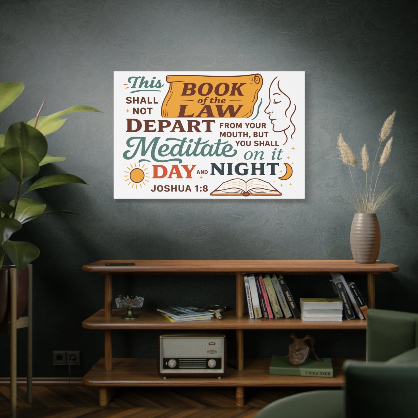 Joshua 1:8 Horizontal Christian Canvas Wall Art