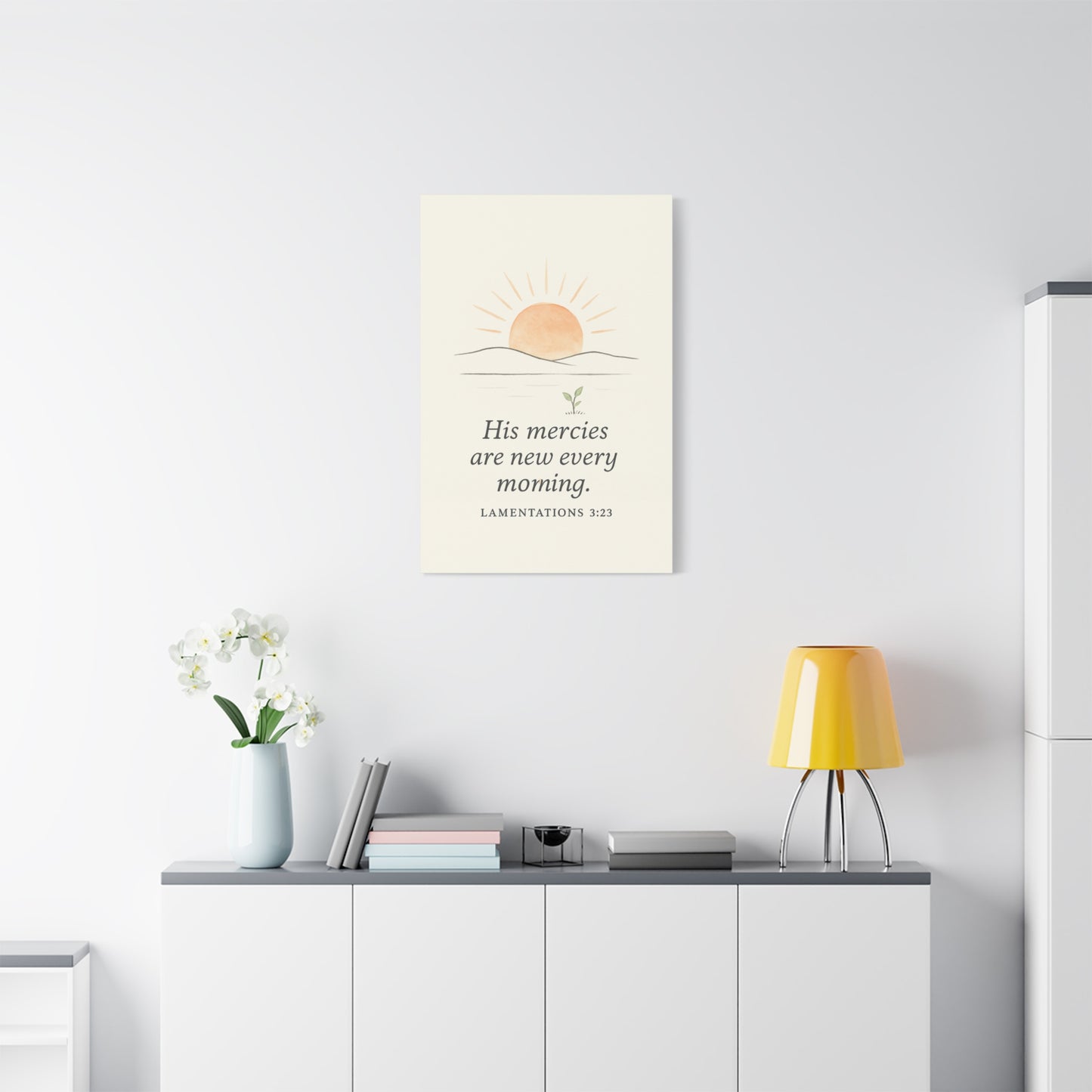 His Mercies Are New Every Morning – Lamentations 3:23 Christian Canvas Wall Art