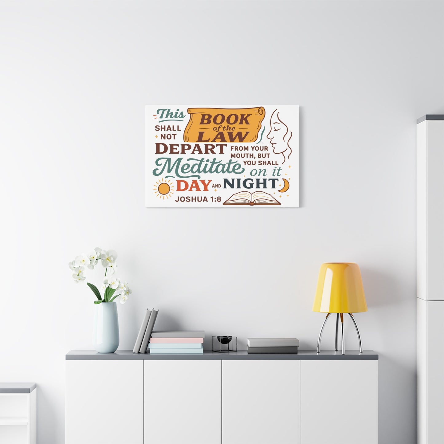 Joshua 1:8 Horizontal Christian Canvas Wall Art