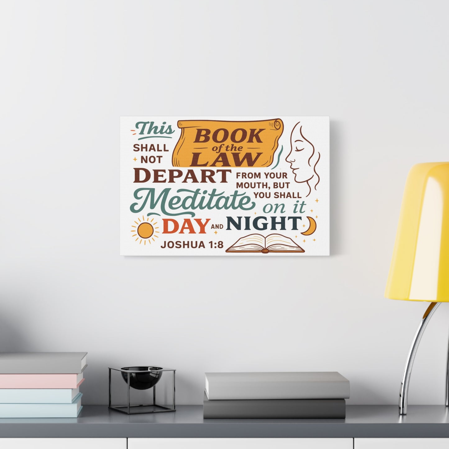 Joshua 1:8 Horizontal Christian Canvas Wall Art