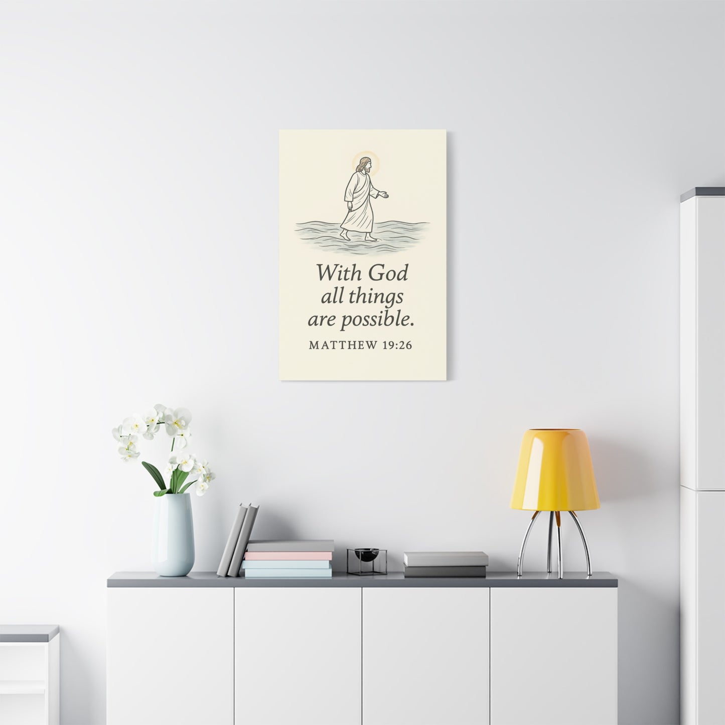 With God All Things Are Possible – Matthew 19:26 Christian Canvas Wall Art