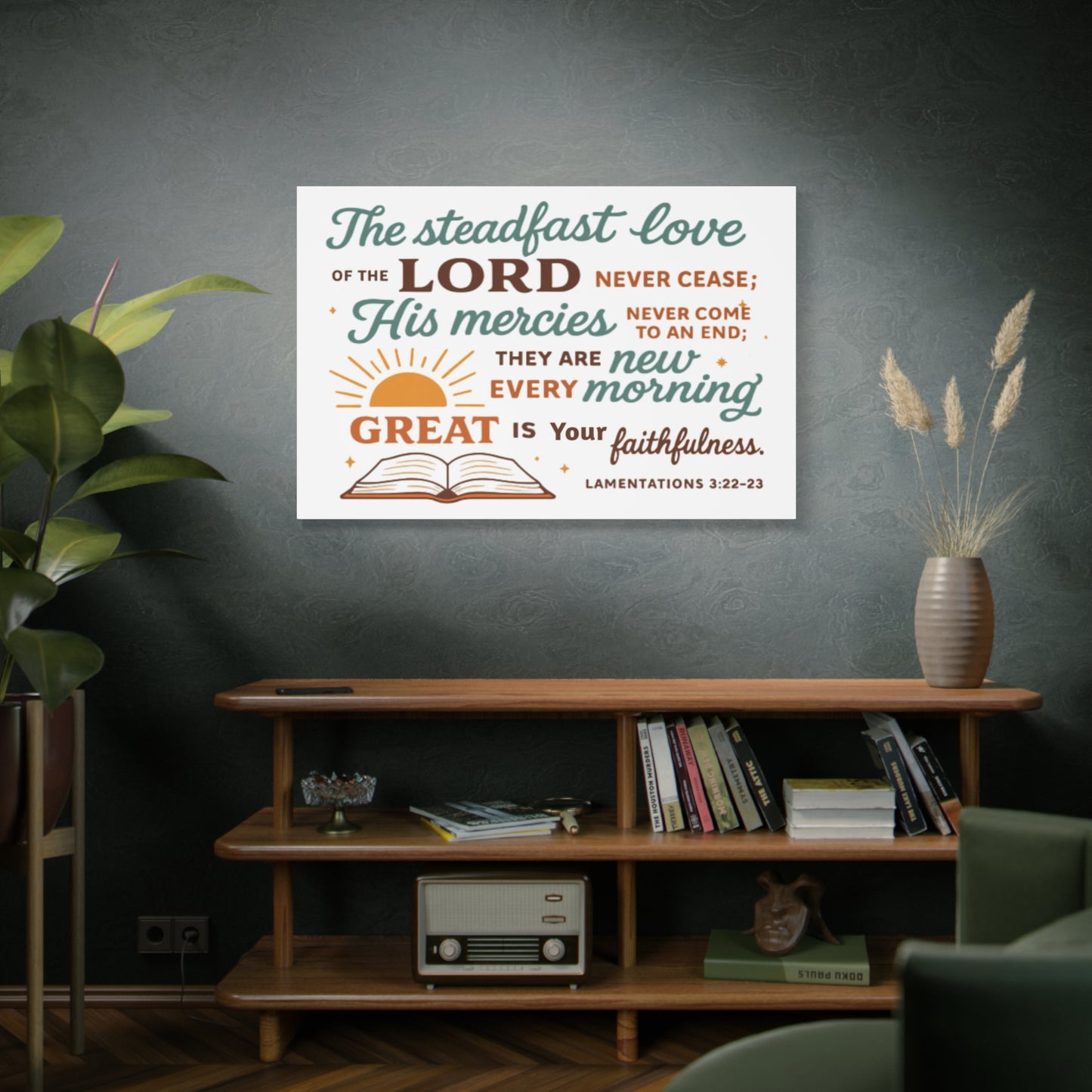 Lamentation 3:22-23 Horizontal Christian Canvas Wall Art