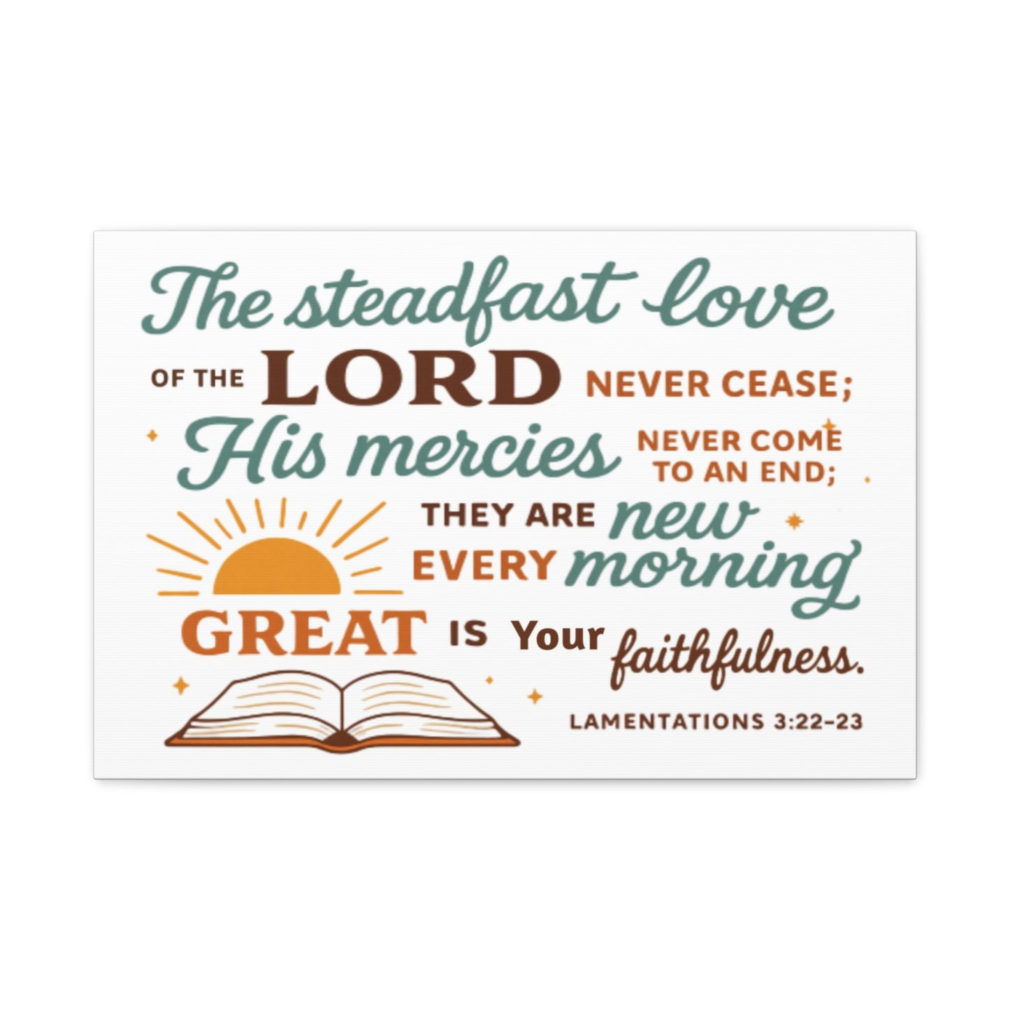 Lamentation 3:22-23 Horizontal Christian Canvas Wall Art
