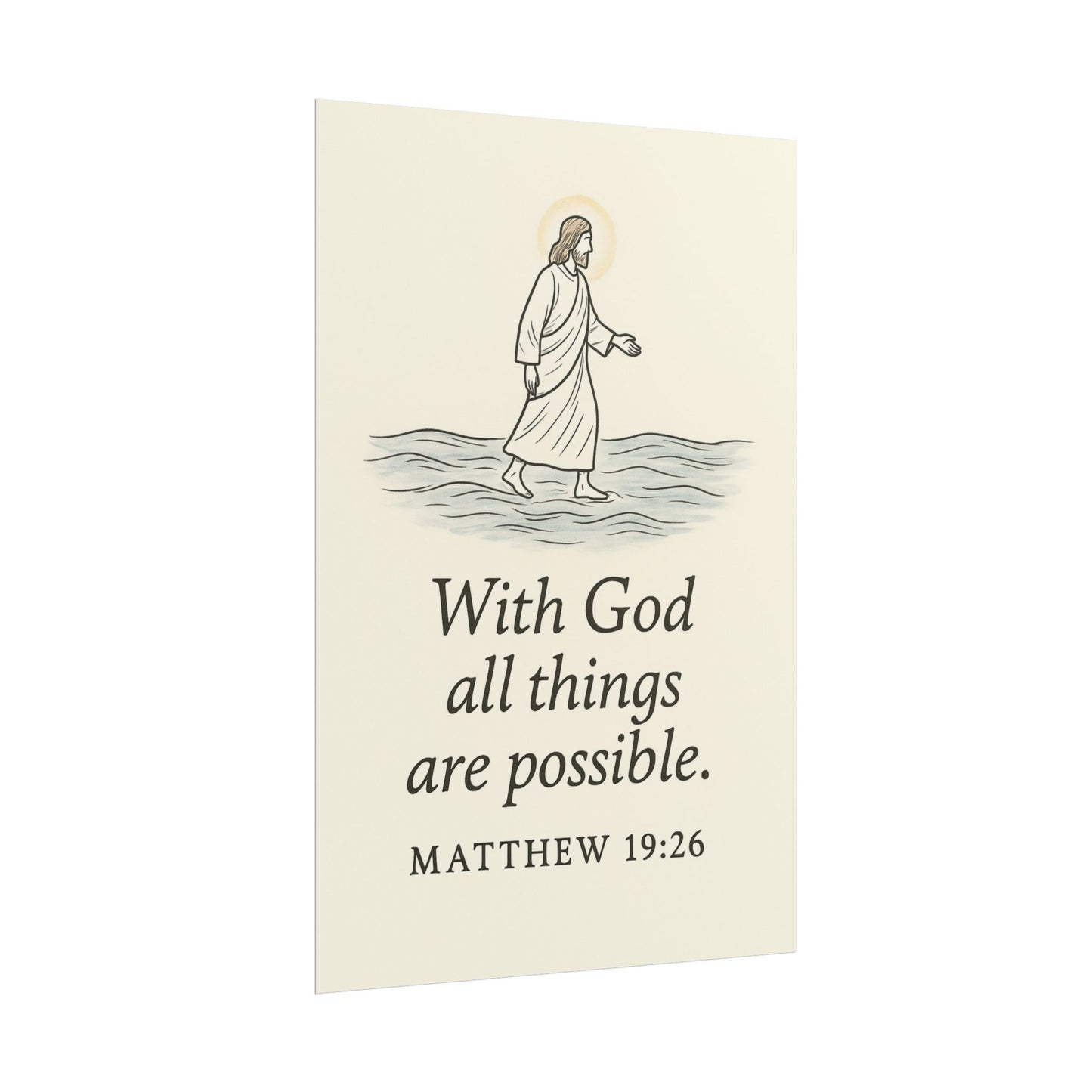 Christian Vertical Poster Matthew 19:26 - With God All Things Are Possible