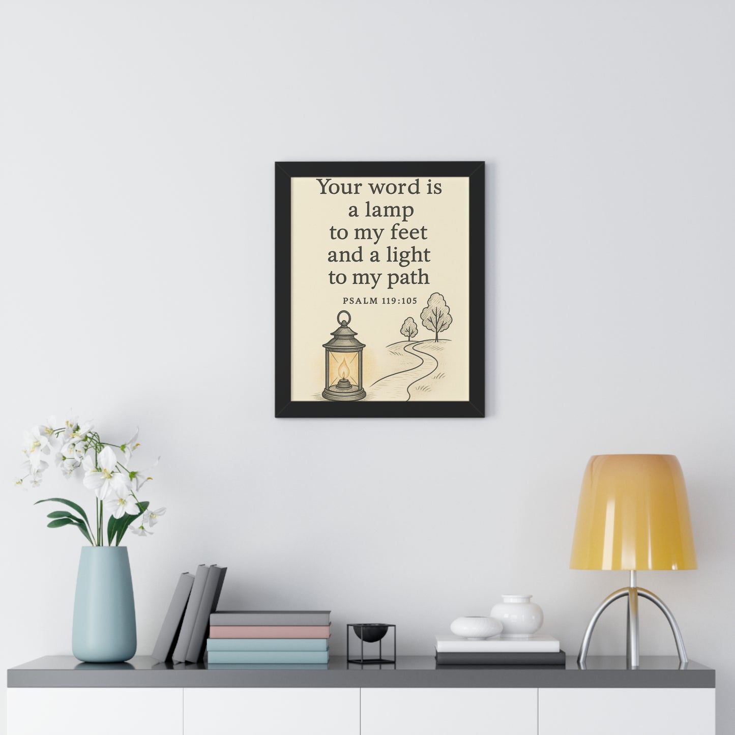 Your Word Is A Lamp To My Feet Psalm 119:105 Framed Vertical Poster