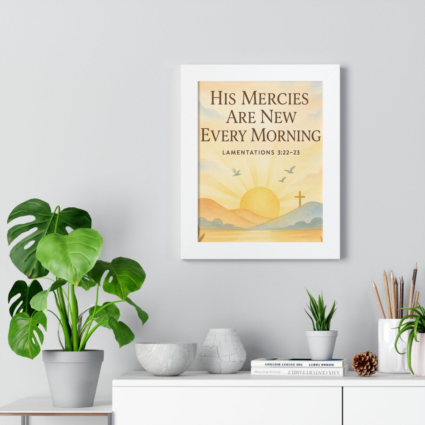 Lamentation 3:23 His Mercies Are New Every Morning Framed Vertical Poster