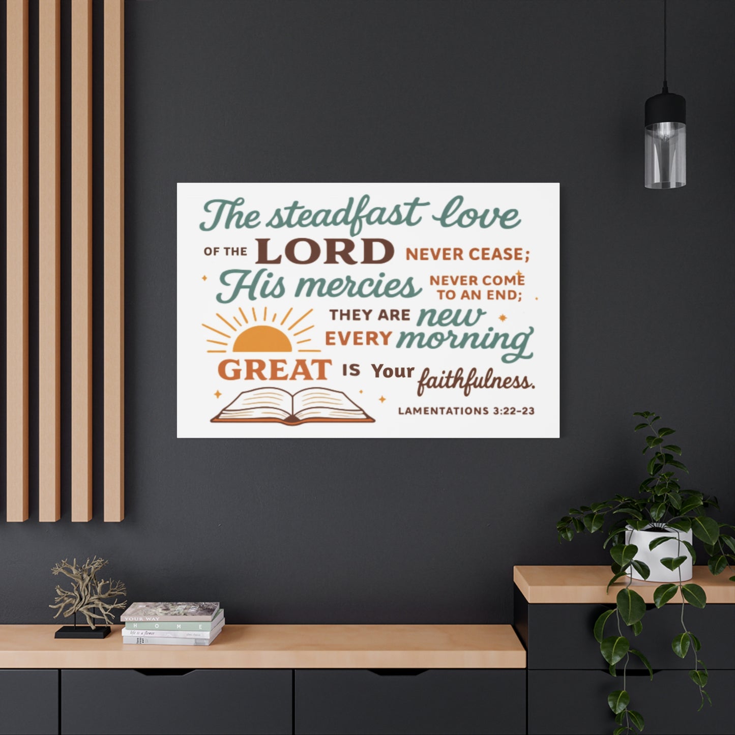 Lamentation 3:22-23 Horizontal Christian Canvas Wall Art