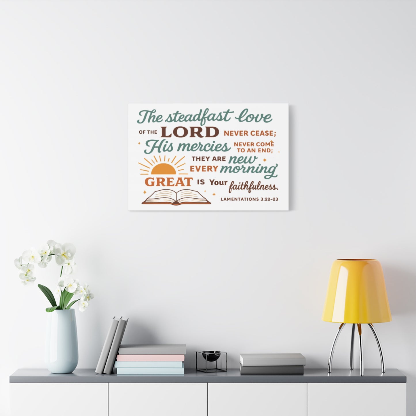 Lamentation 3:22-23 Horizontal Christian Canvas Wall Art