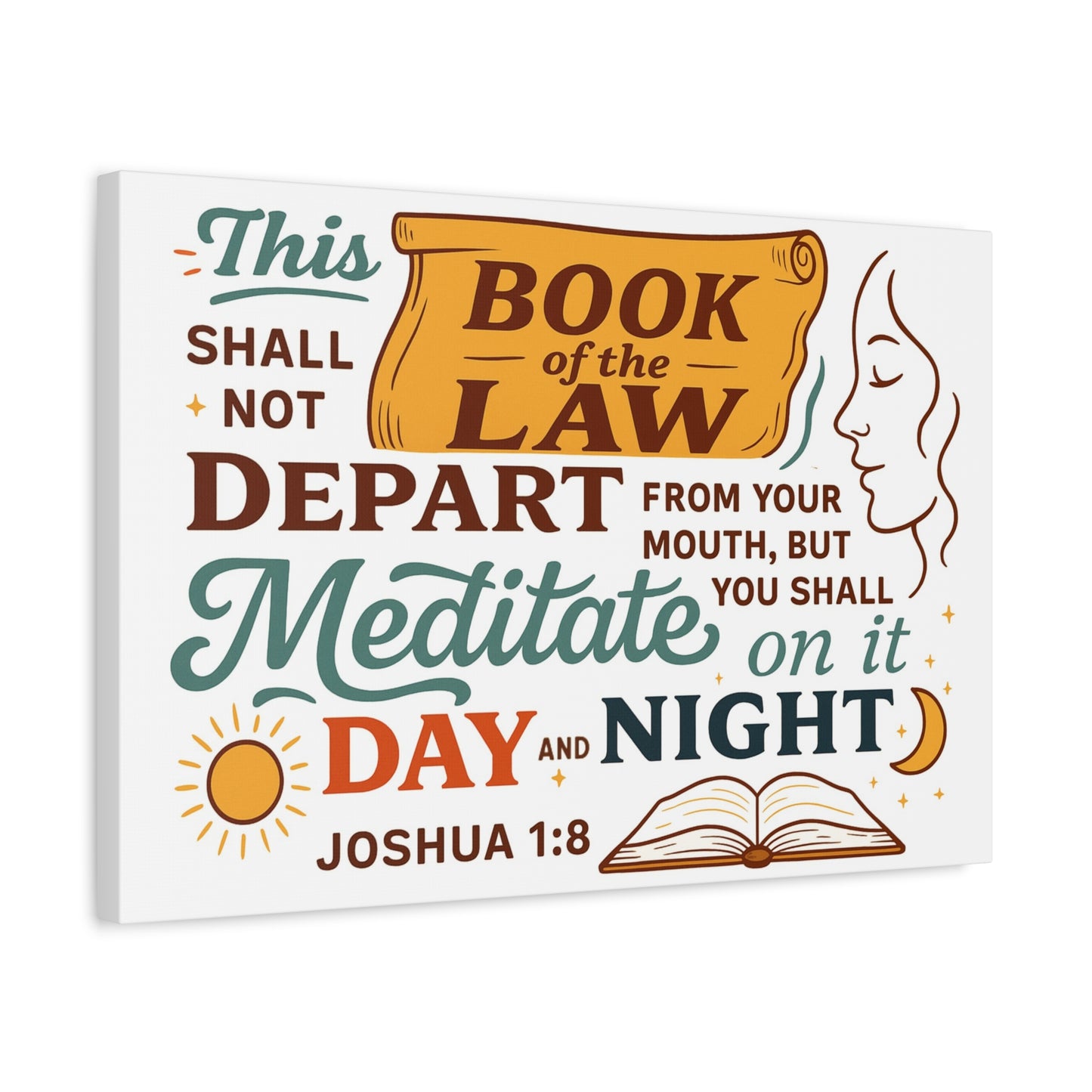 Joshua 1:8 Horizontal Christian Canvas Wall Art