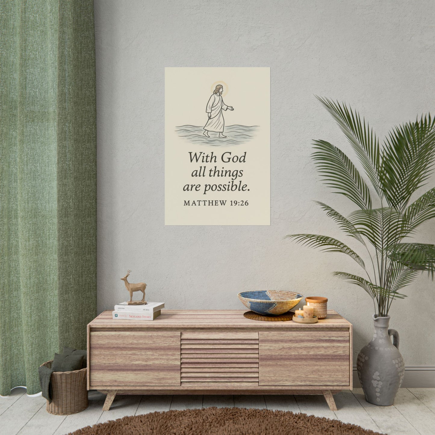 Christian Vertical Poster Matthew 19:26 - With God All Things Are Possible