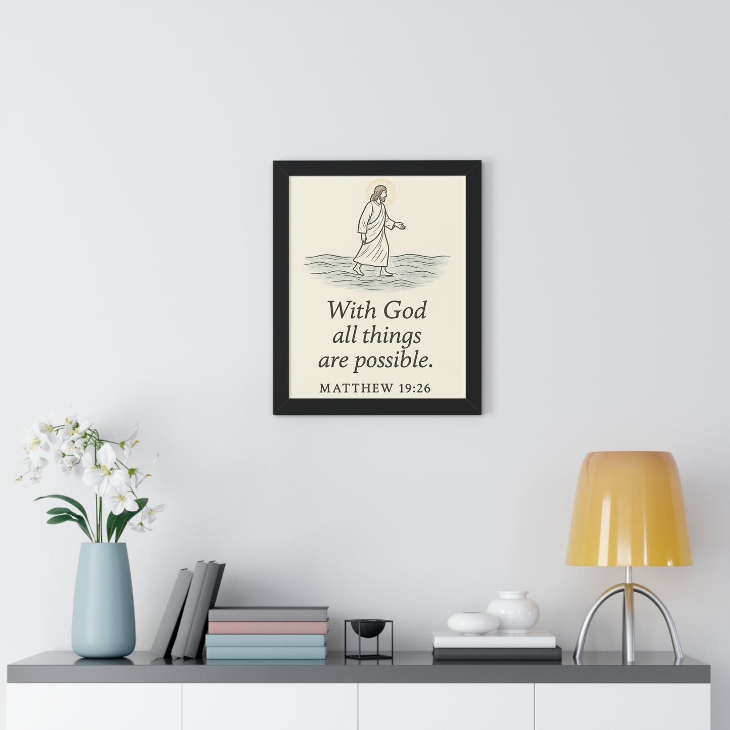 With God All Things Are Possible Matthew 19:26 Framed Vertical Poster