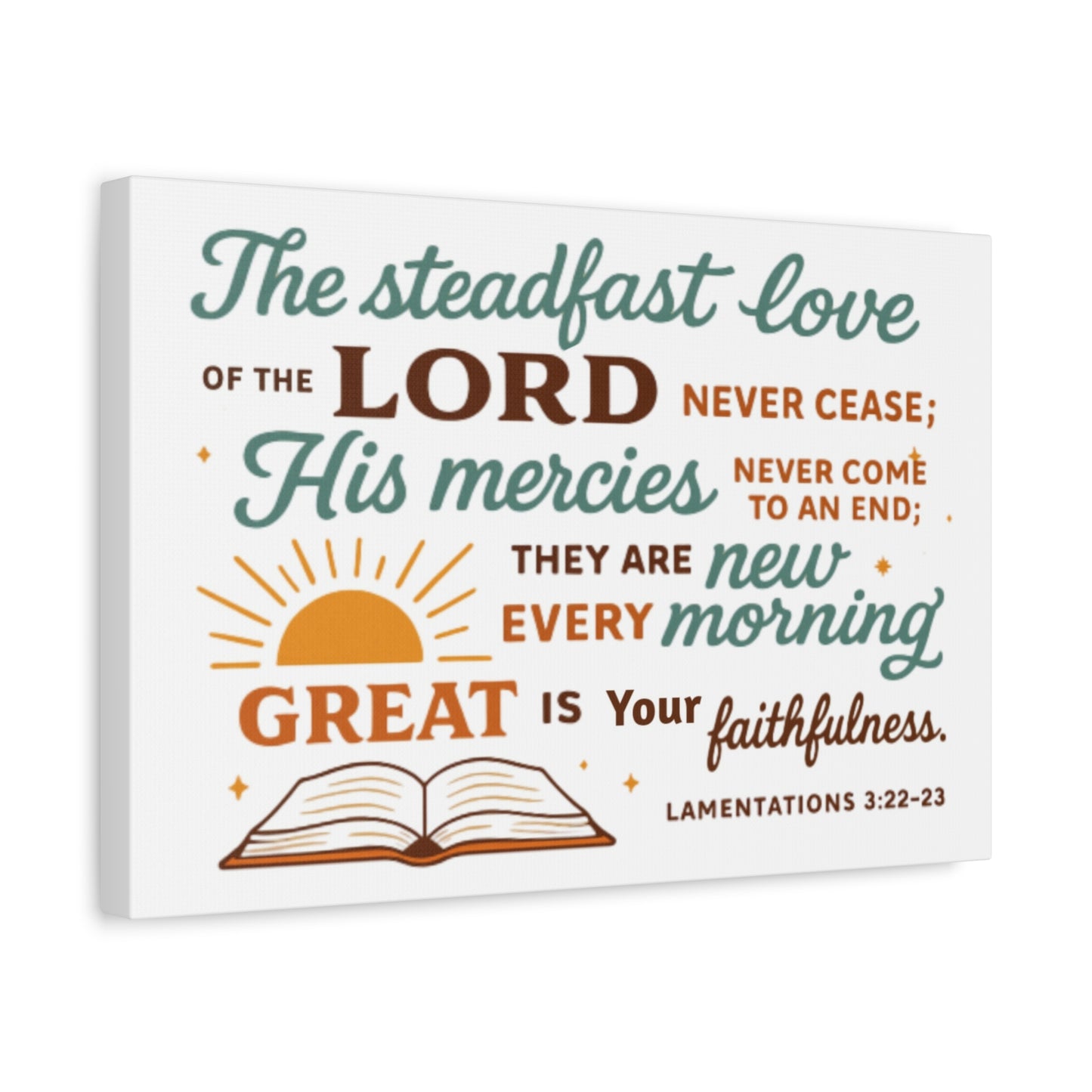 Lamentation 3:22-23 Horizontal Christian Canvas Wall Art