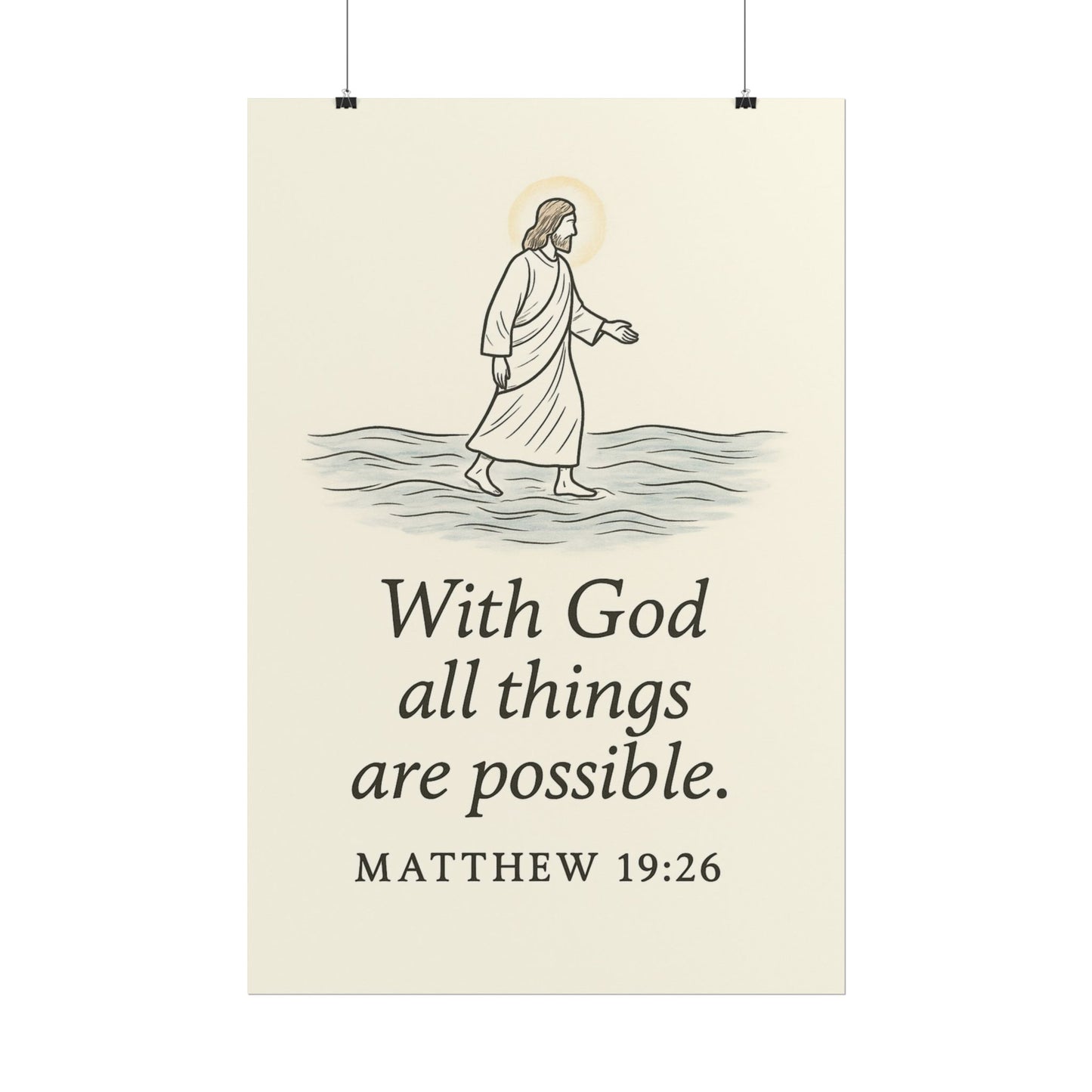 Christian Vertical Poster Matthew 19:26 - With God All Things Are Possible