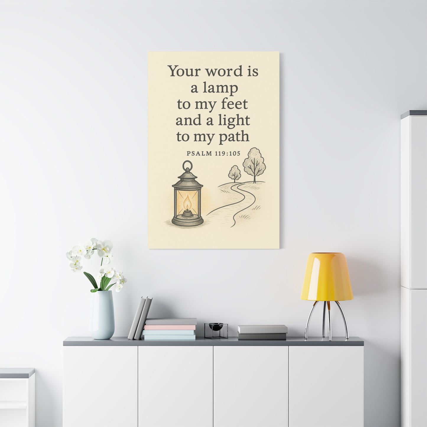 Your Word Is a Lamp to My Feet – Psalm 119:105 Christian Canvas Wall Art