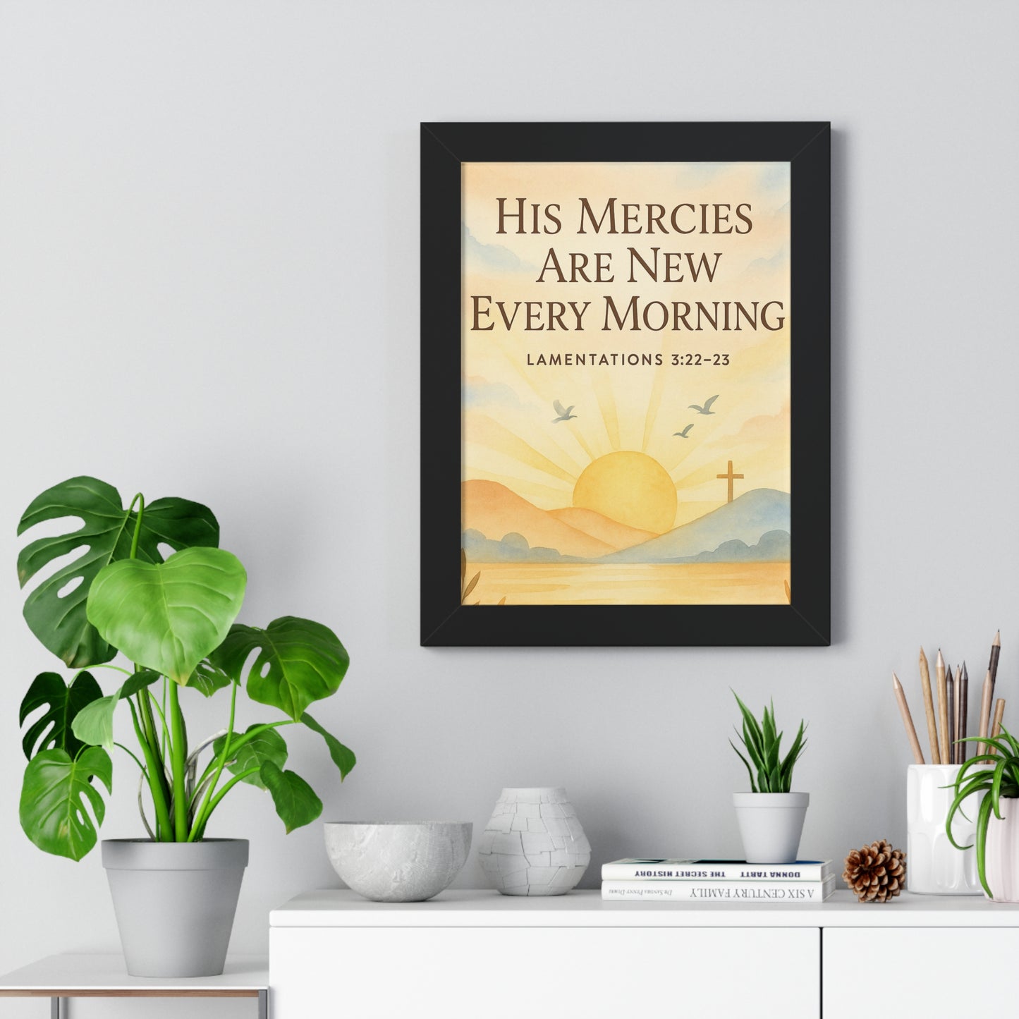 Lamentation 3:23 His Mercies Are New Every Morning Framed Vertical Poster