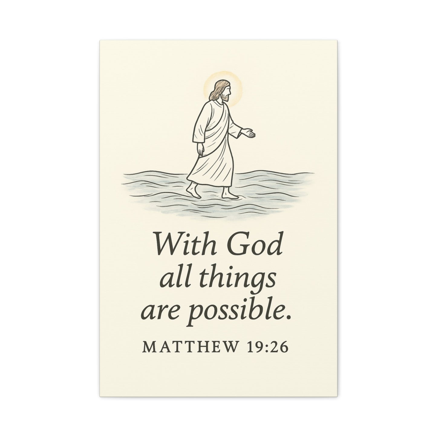 With God All Things Are Possible – Matthew 19:26 Christian Canvas Wall Art