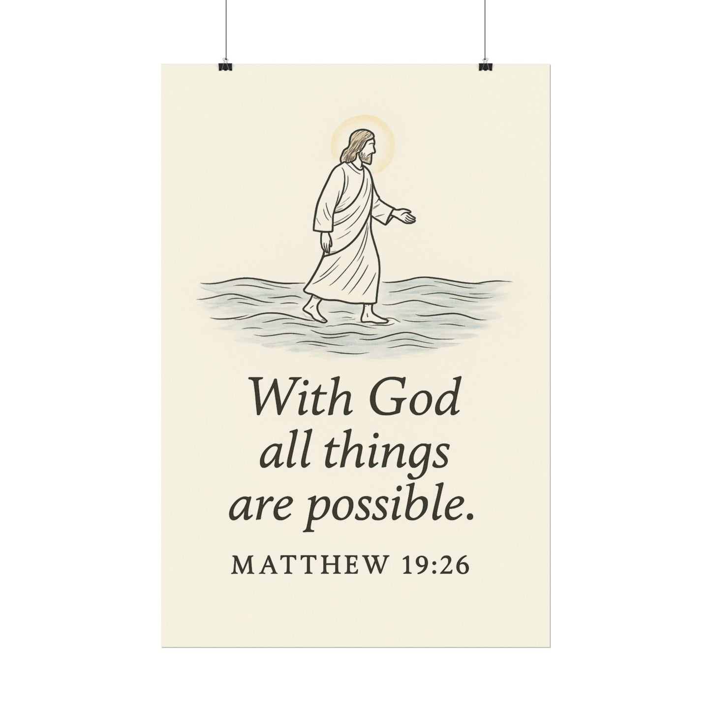 Christian Vertical Poster Matthew 19:26 - With God All Things Are Possible