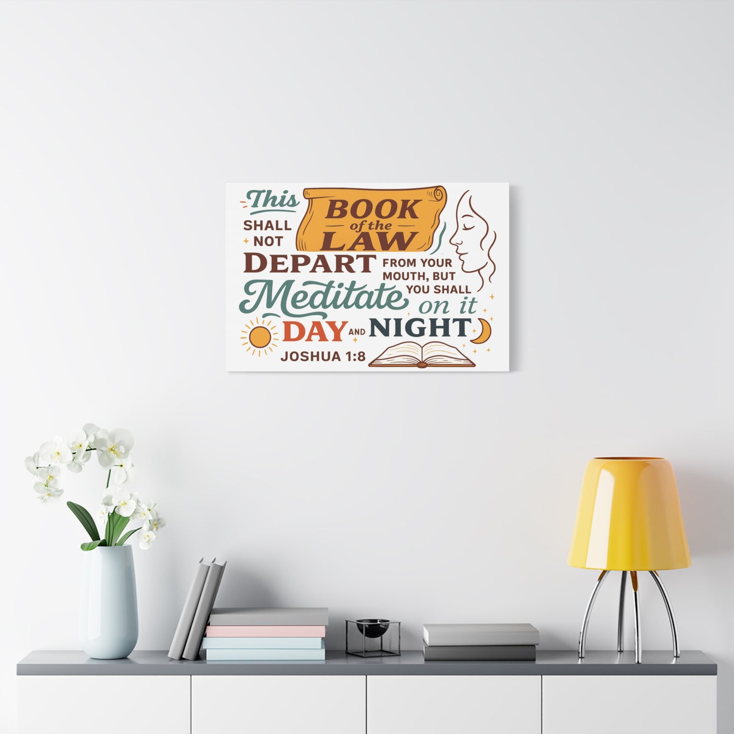 Joshua 1:8 Horizontal Christian Canvas Wall Art