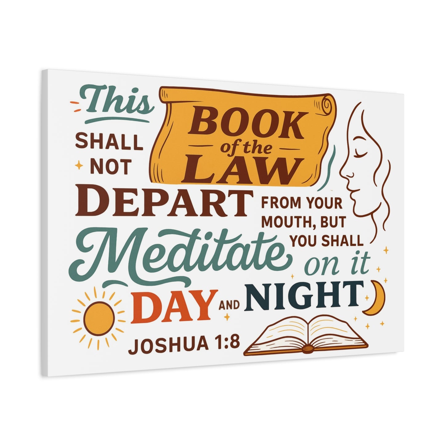 Joshua 1:8 Horizontal Christian Canvas Wall Art