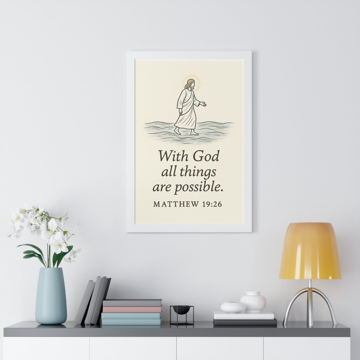 With God All Things Are Possible Matthew 19:26 Framed Vertical Poster