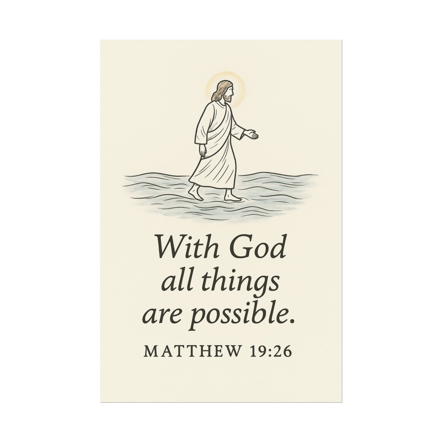 Christian Vertical Poster Matthew 19:26 - With God All Things Are Possible
