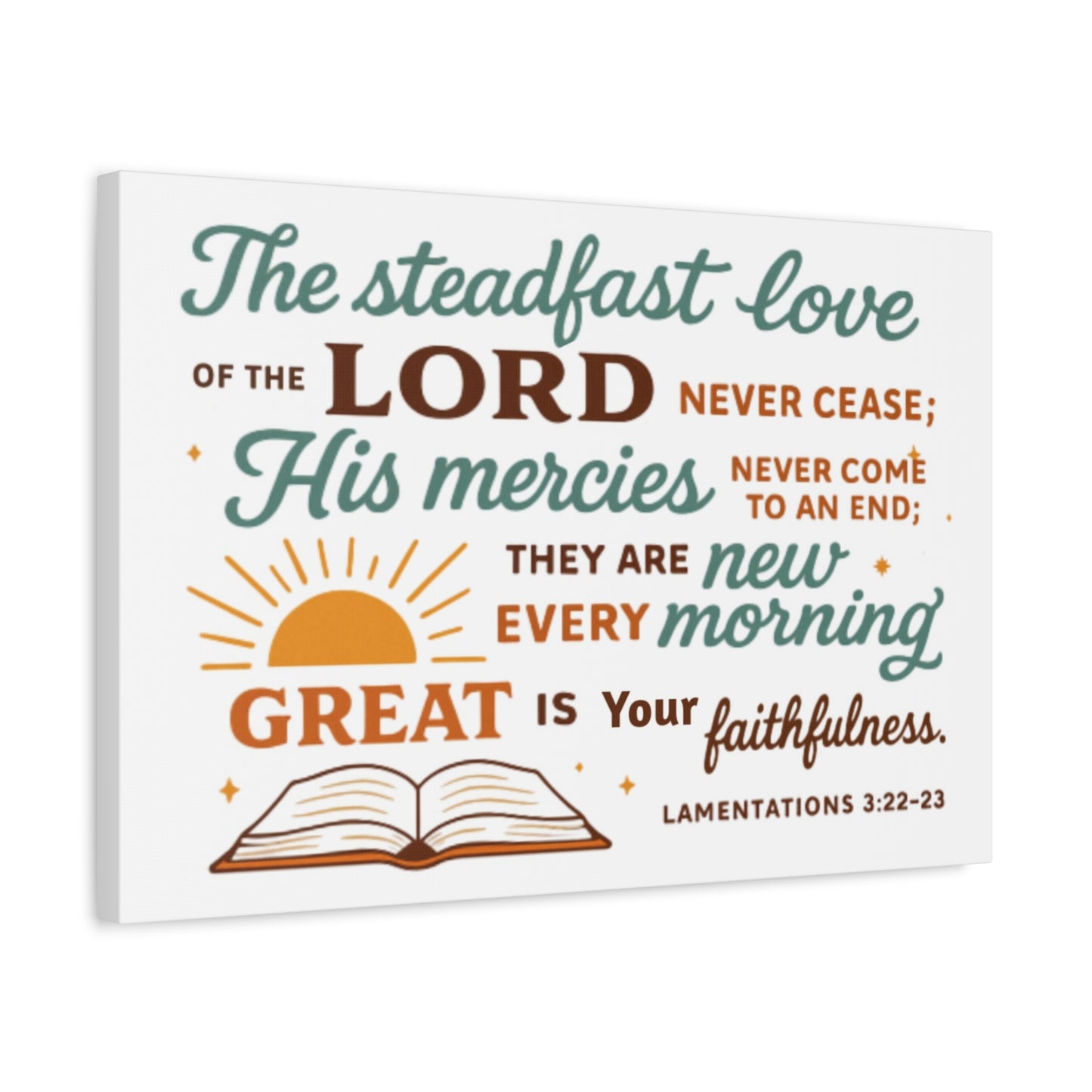 Lamentation 3:22-23 Horizontal Christian Canvas Wall Art