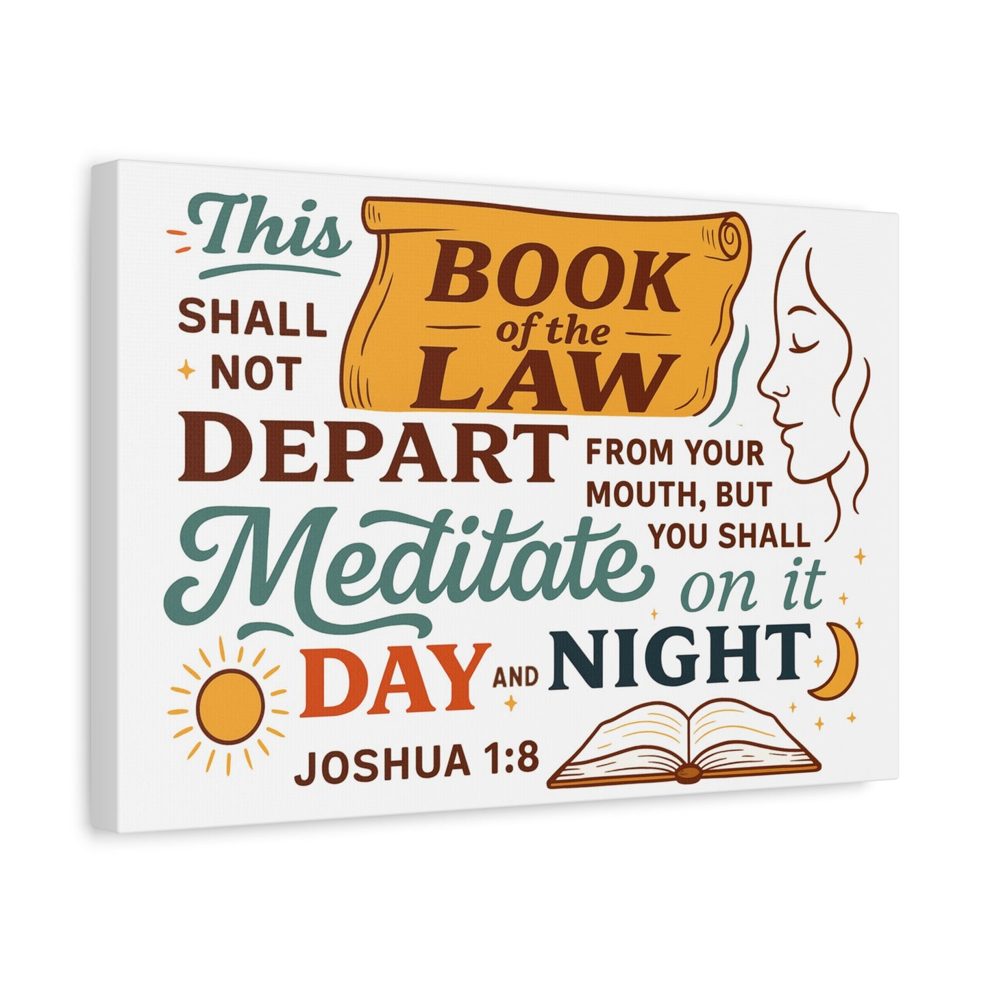 Joshua 1:8 Horizontal Christian Canvas Wall Art