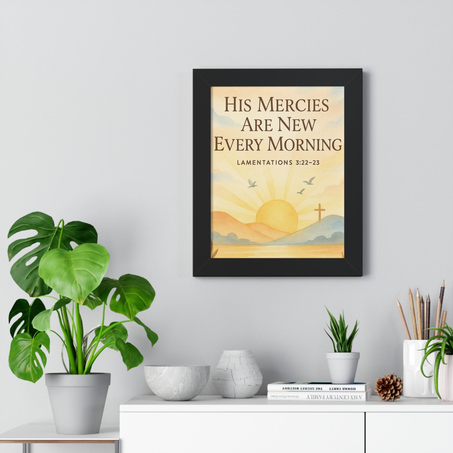 Lamentation 3:23 His Mercies Are New Every Morning Framed Vertical Poster