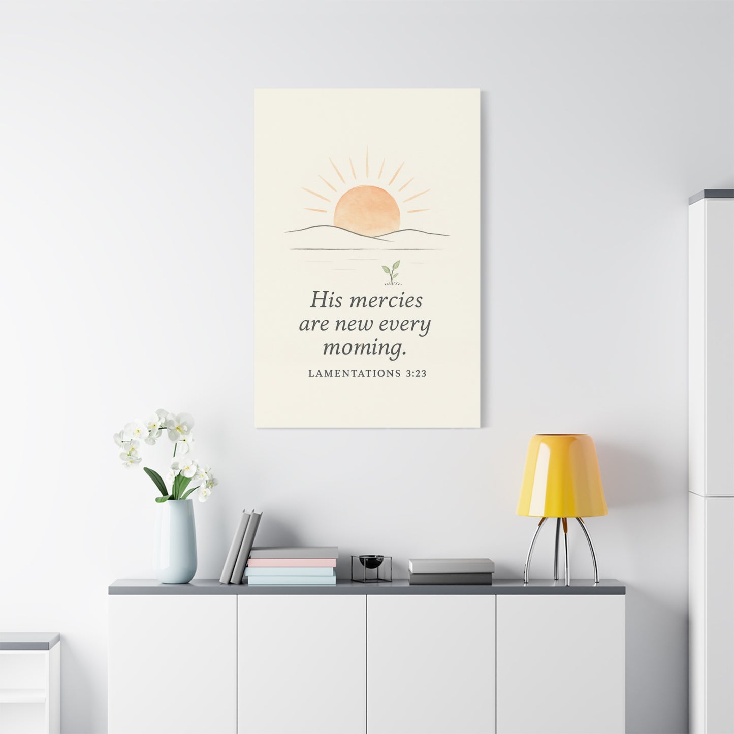 His Mercies Are New Every Morning – Lamentations 3:23 Christian Canvas Wall Art