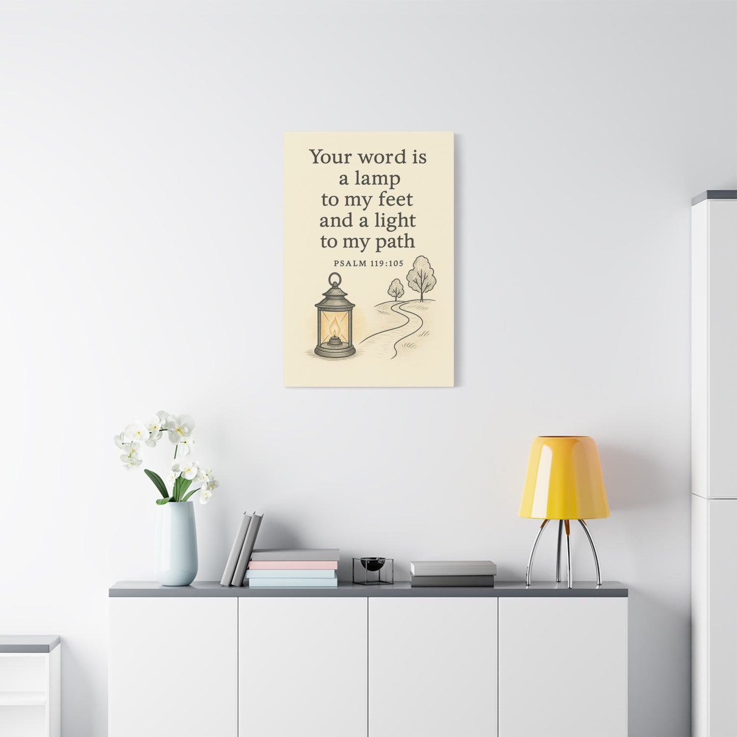 Your Word Is a Lamp to My Feet – Psalm 119:105 Christian Canvas Wall Art