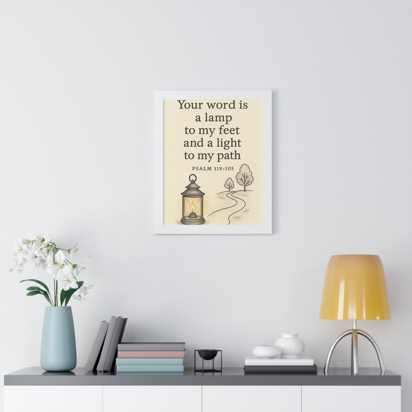 Your Word Is A Lamp To My Feet Psalm 119:105 Framed Vertical Poster