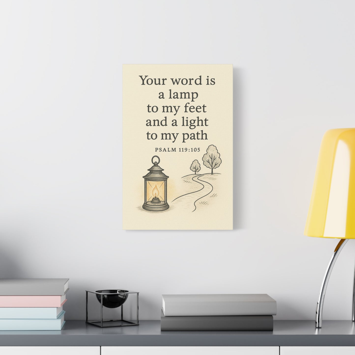 Your Word Is a Lamp to My Feet – Psalm 119:105 Christian Canvas Wall Art