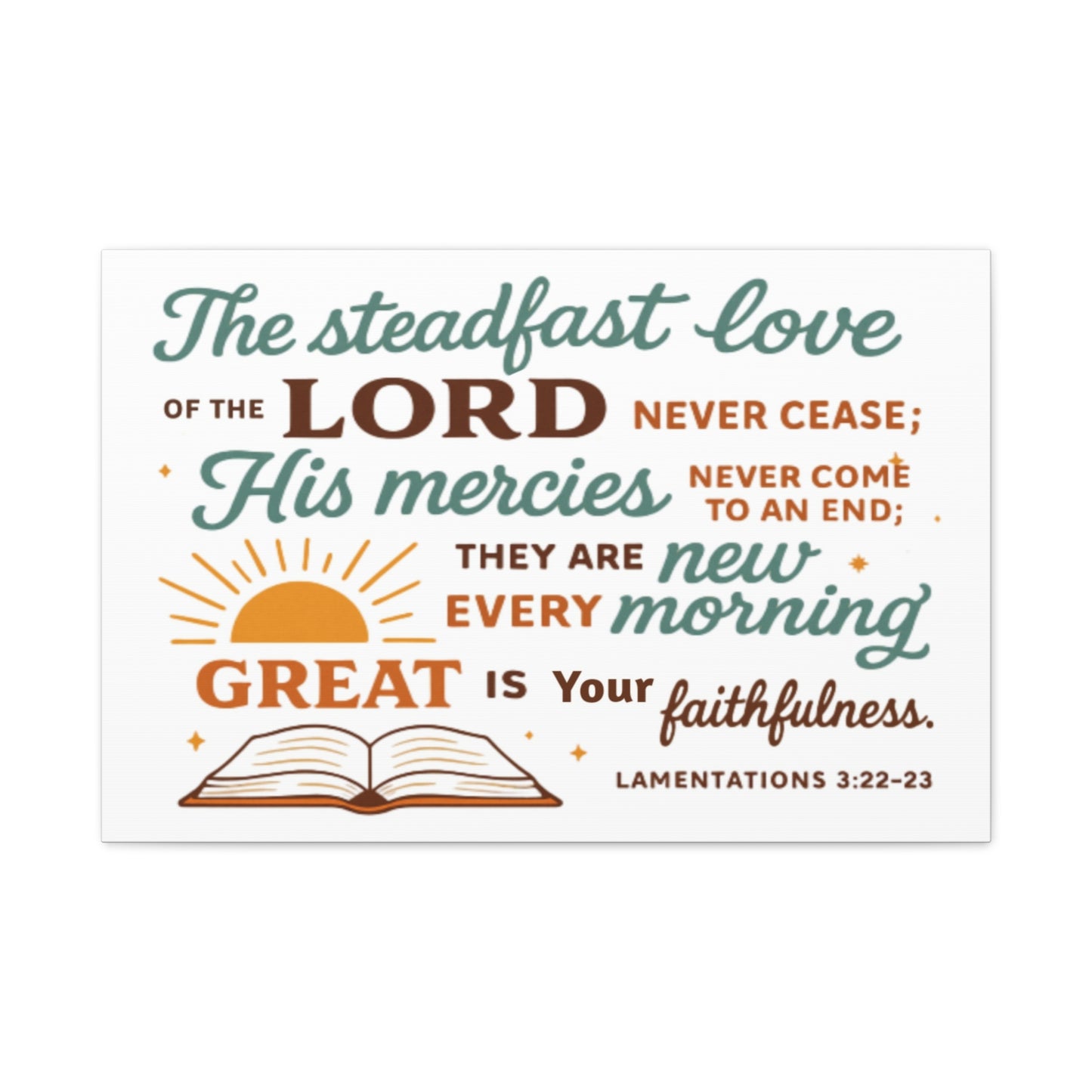 Lamentation 3:22-23 Horizontal Christian Canvas Wall Art