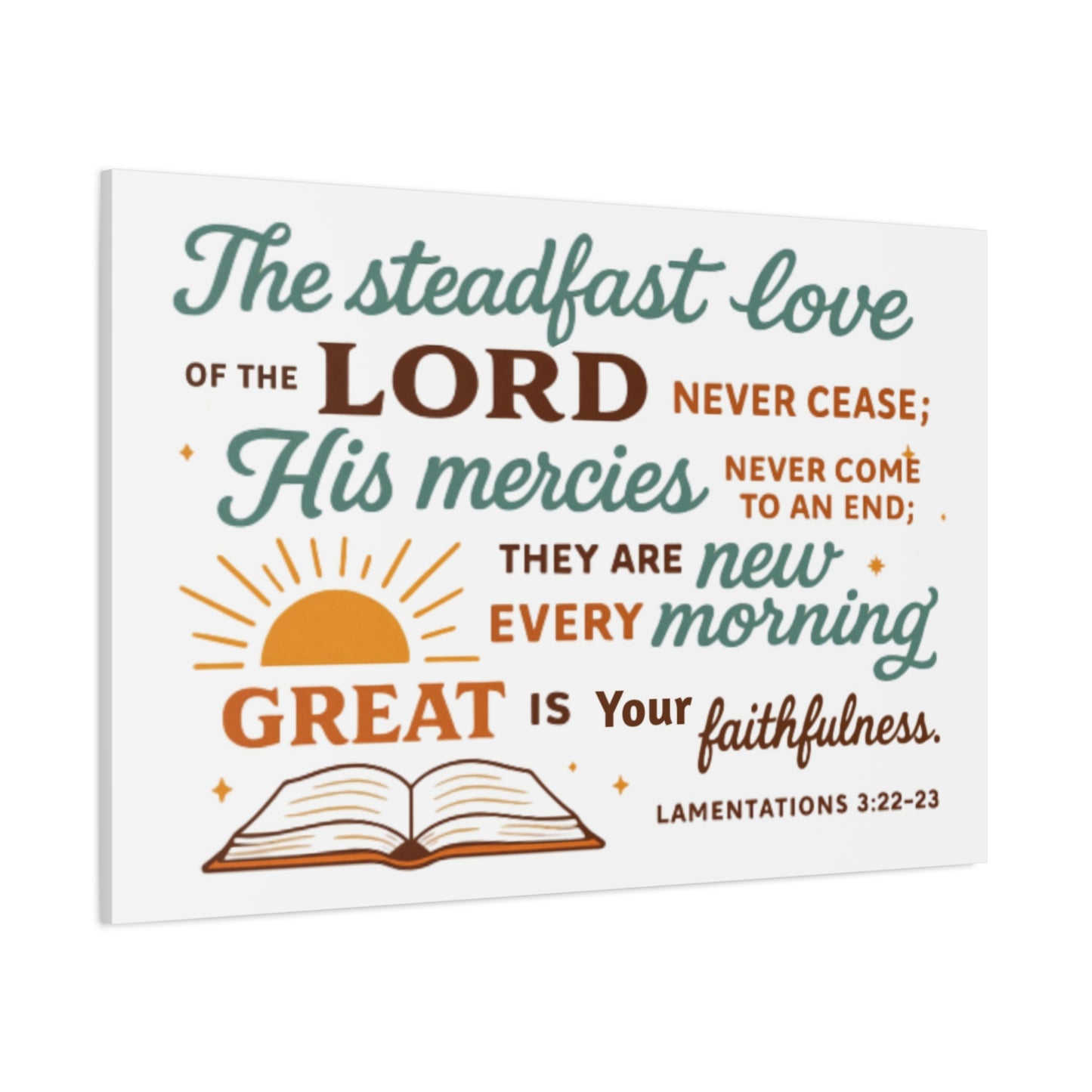 Lamentation 3:22-23 Horizontal Christian Canvas Wall Art