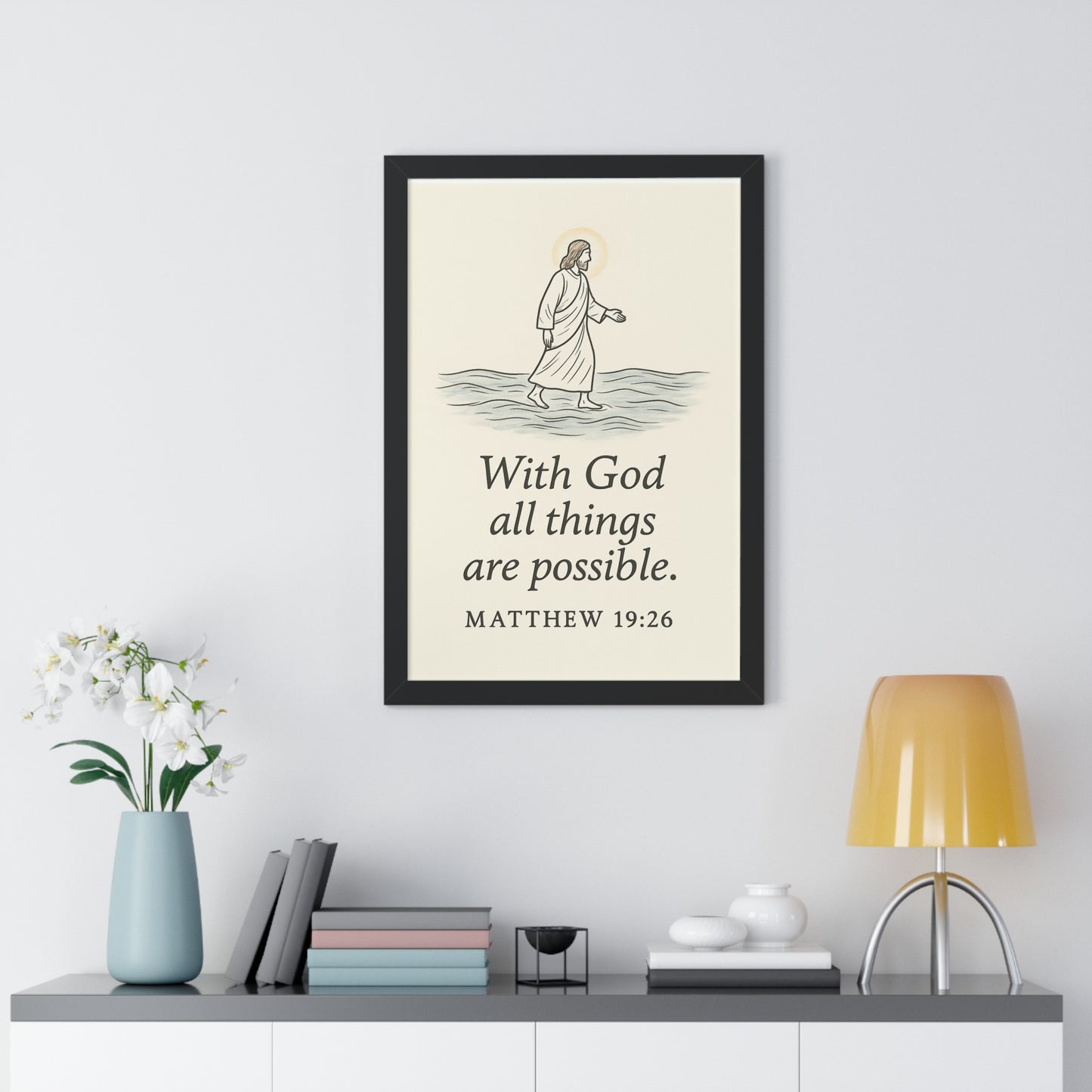 With God All Things Are Possible Matthew 19:26 Framed Vertical Poster