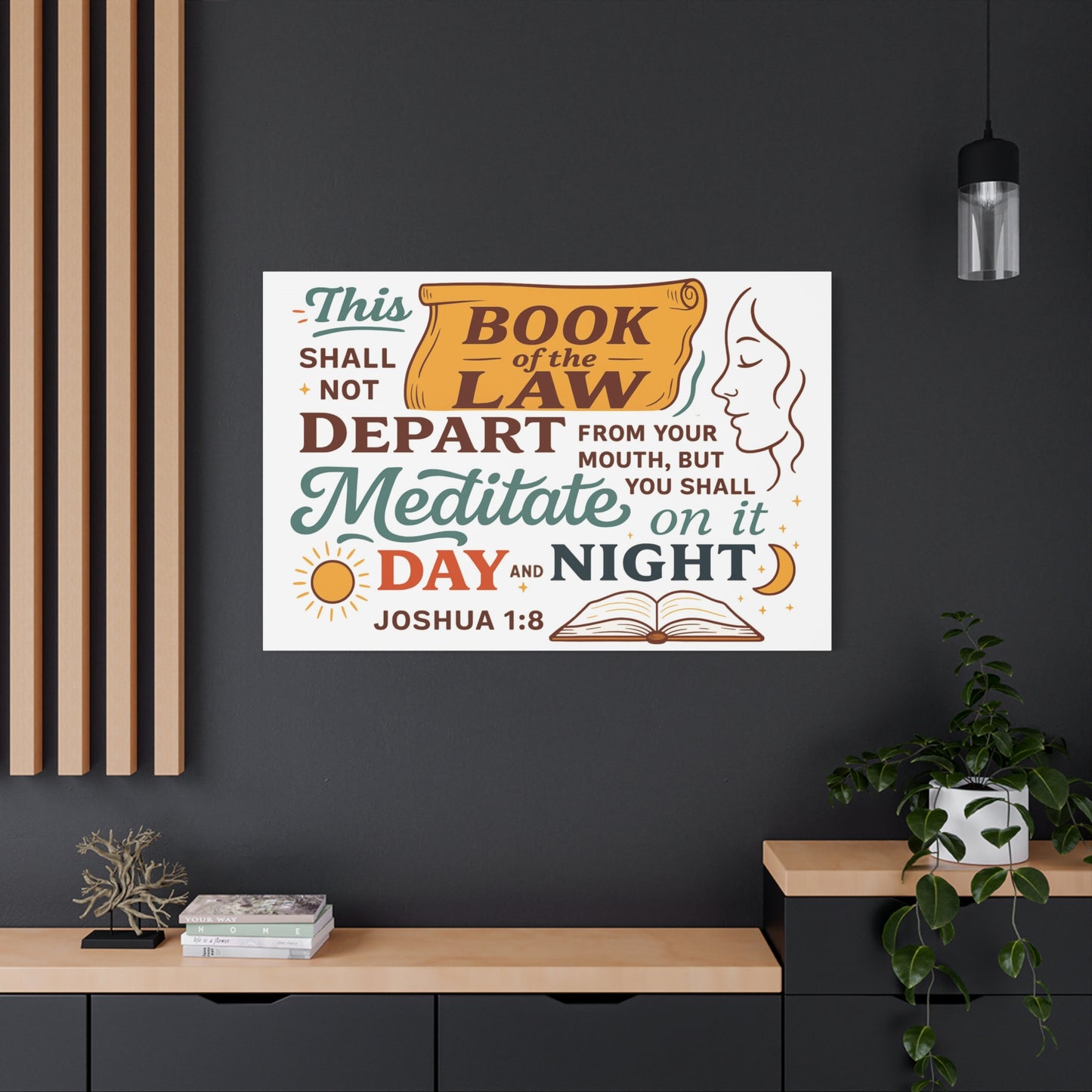 Joshua 1:8 Horizontal Christian Canvas Wall Art