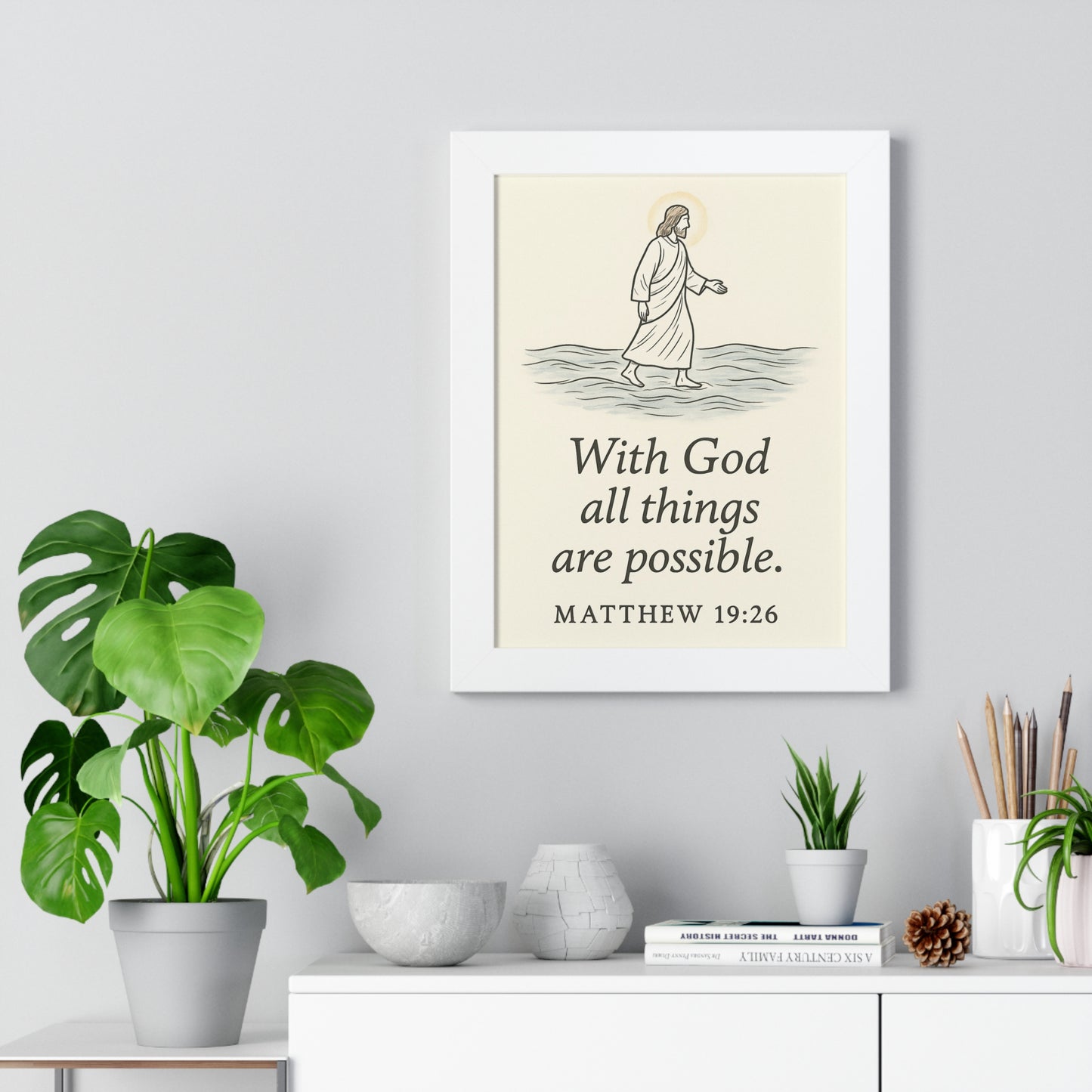 With God All Things Are Possible Matthew 19:26 Framed Vertical Poster