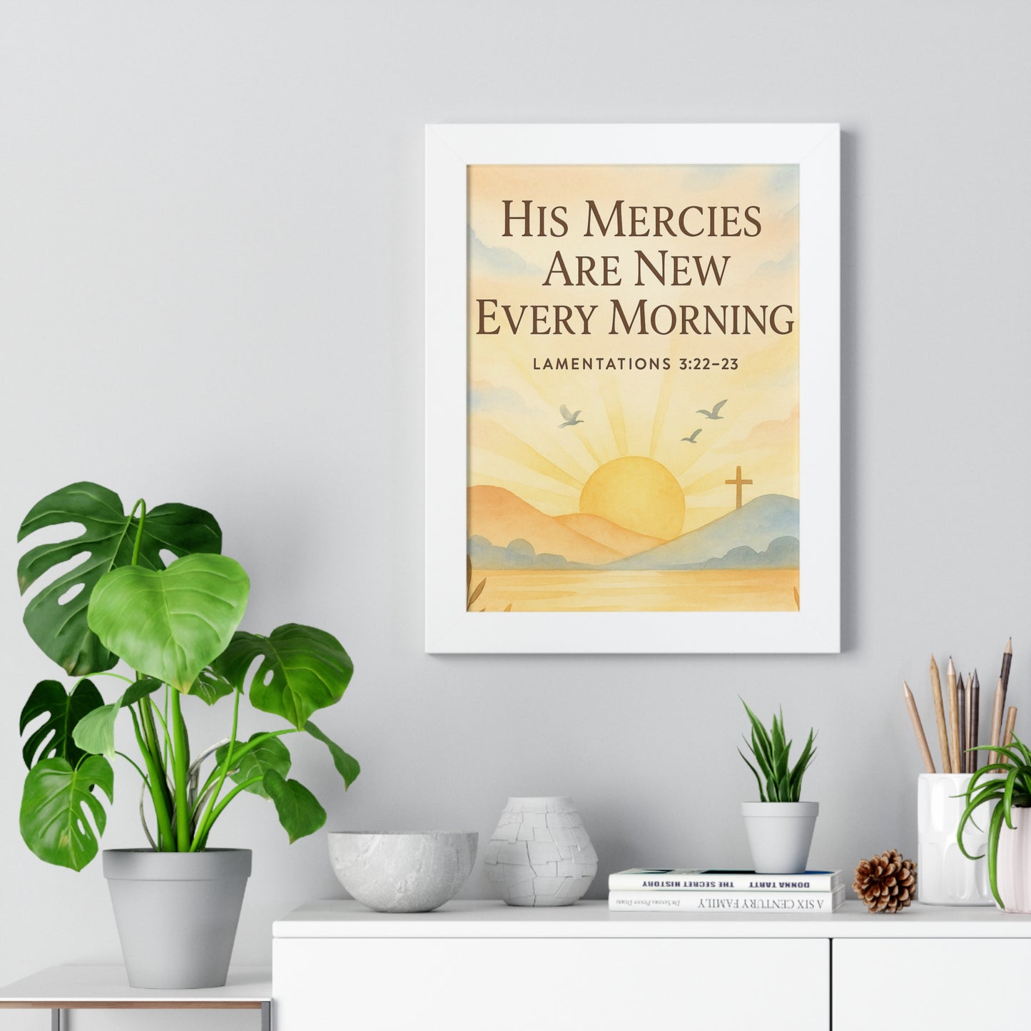 Lamentation 3:23 His Mercies Are New Every Morning Framed Vertical Poster