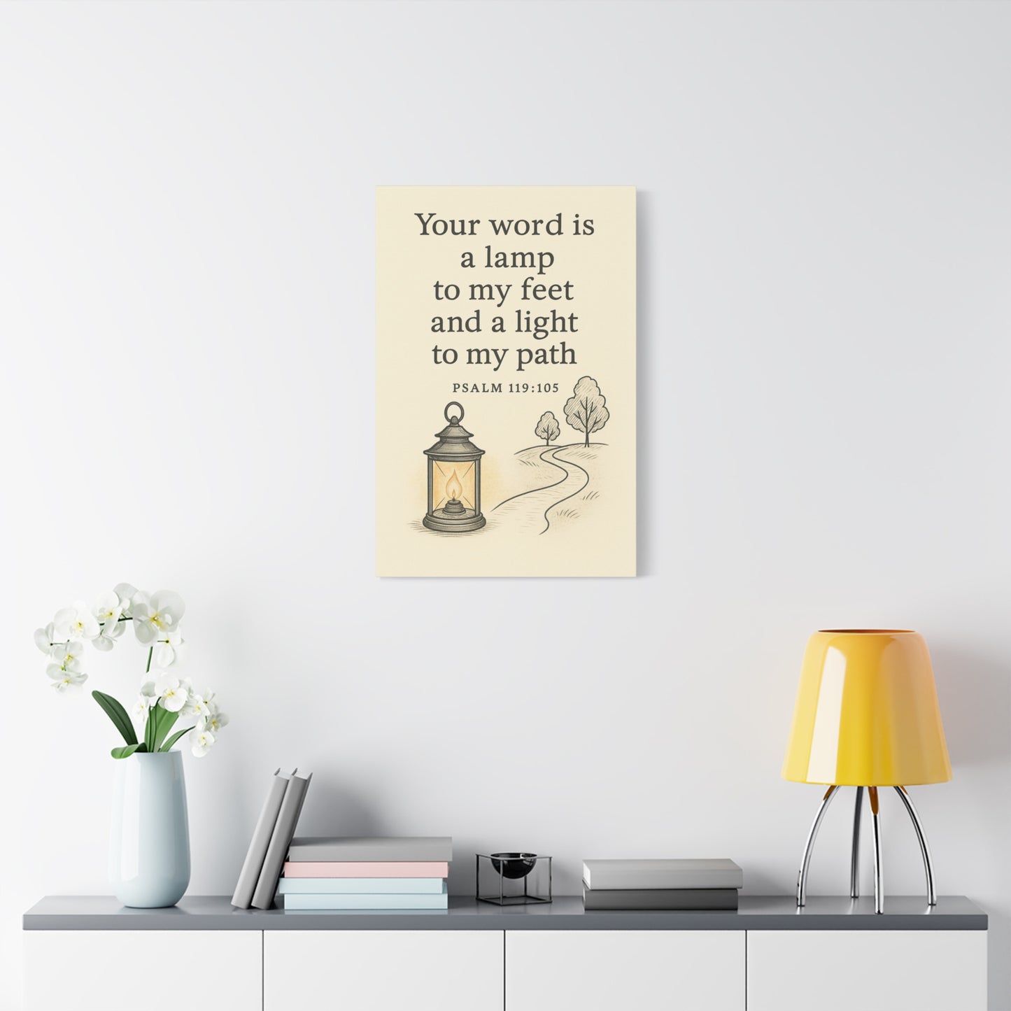 Your Word Is a Lamp to My Feet – Psalm 119:105 Christian Canvas Wall Art