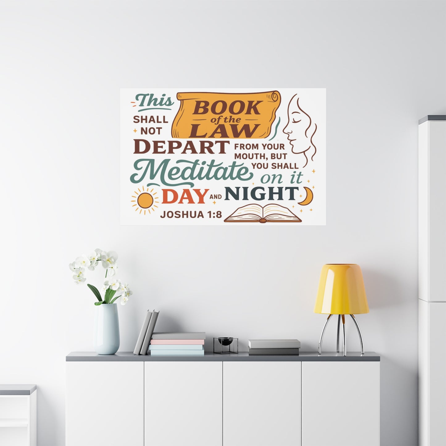 Joshua 1:8 Horizontal Christian Canvas Wall Art