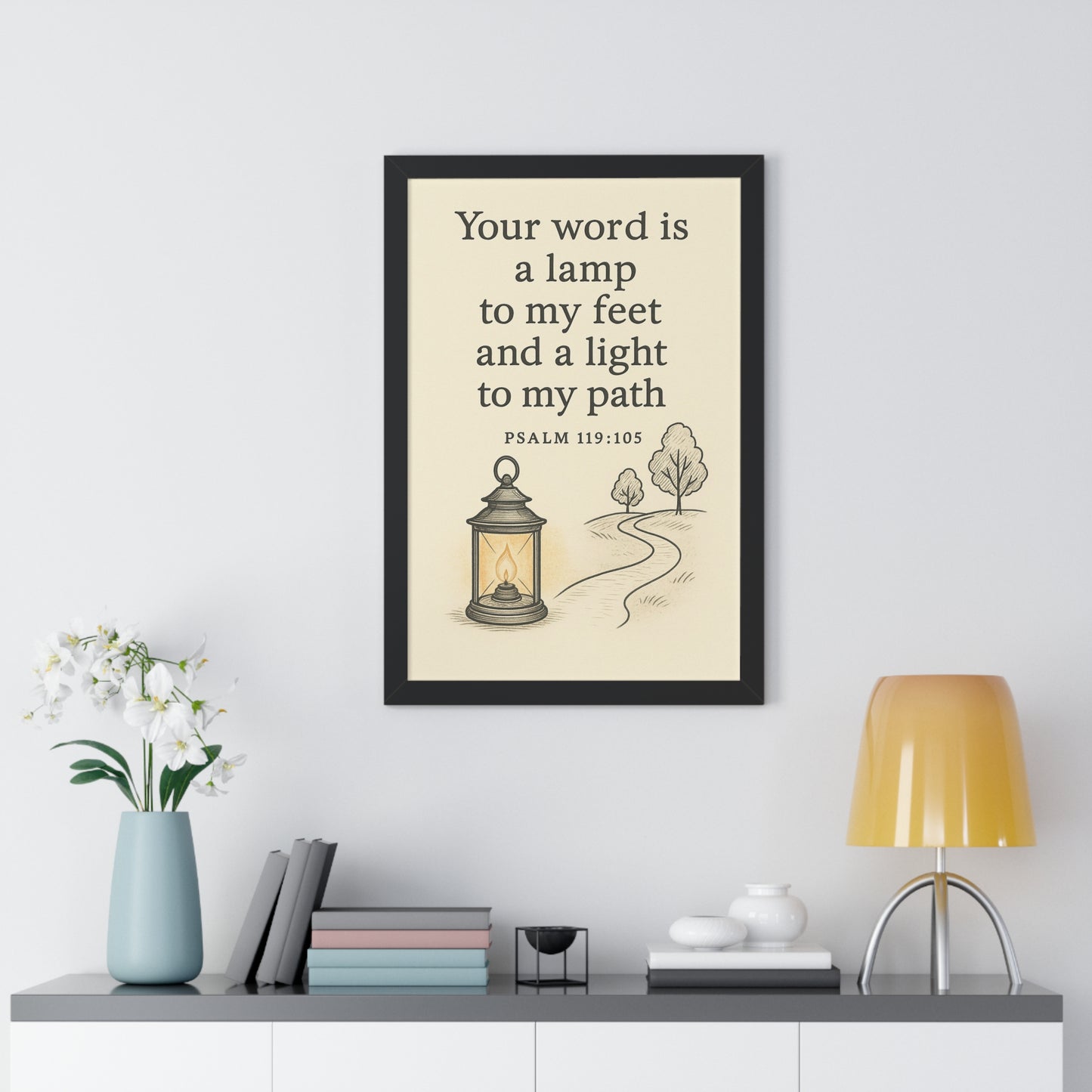 Your Word Is A Lamp To My Feet Psalm 119:105 Framed Vertical Poster