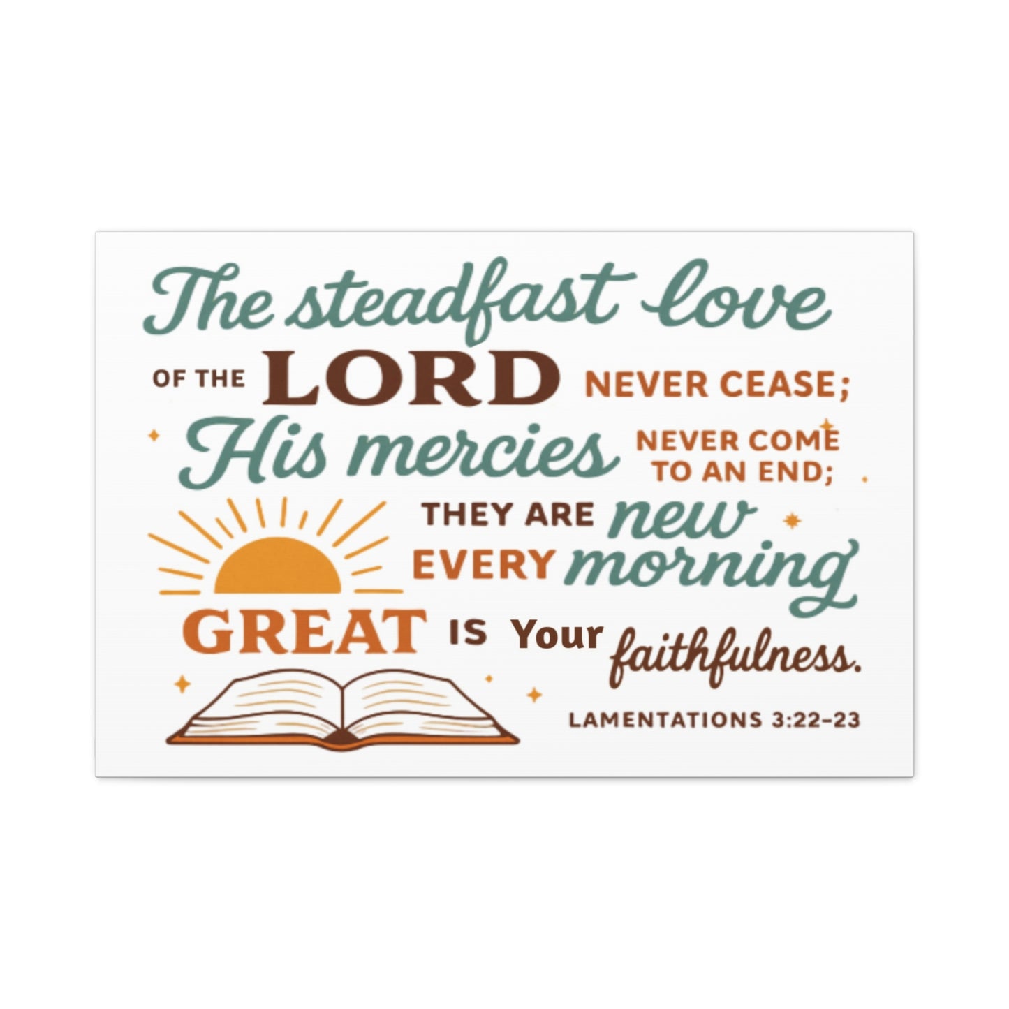 Lamentation 3:22-23 Horizontal Christian Canvas Wall Art