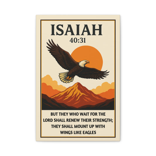 Isaiah 40:31 Canvas Wall Art – Renew Your Strength with Eagle Bible Verse Print