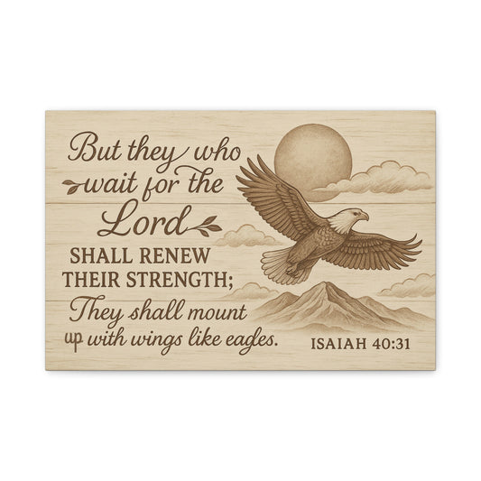 Isaiah 40:31 Canvas Wall Art - Christian Eagle Scripture Decor