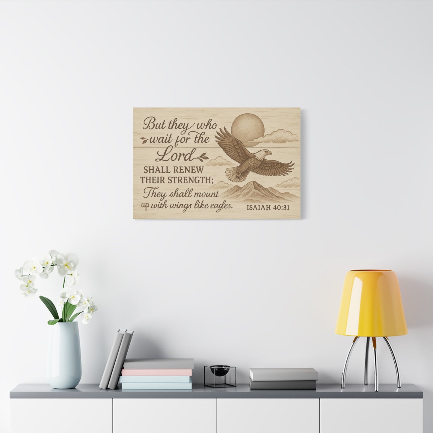 Isaiah 40:31 Canvas Wall Art - Christian Eagle Scripture Decor