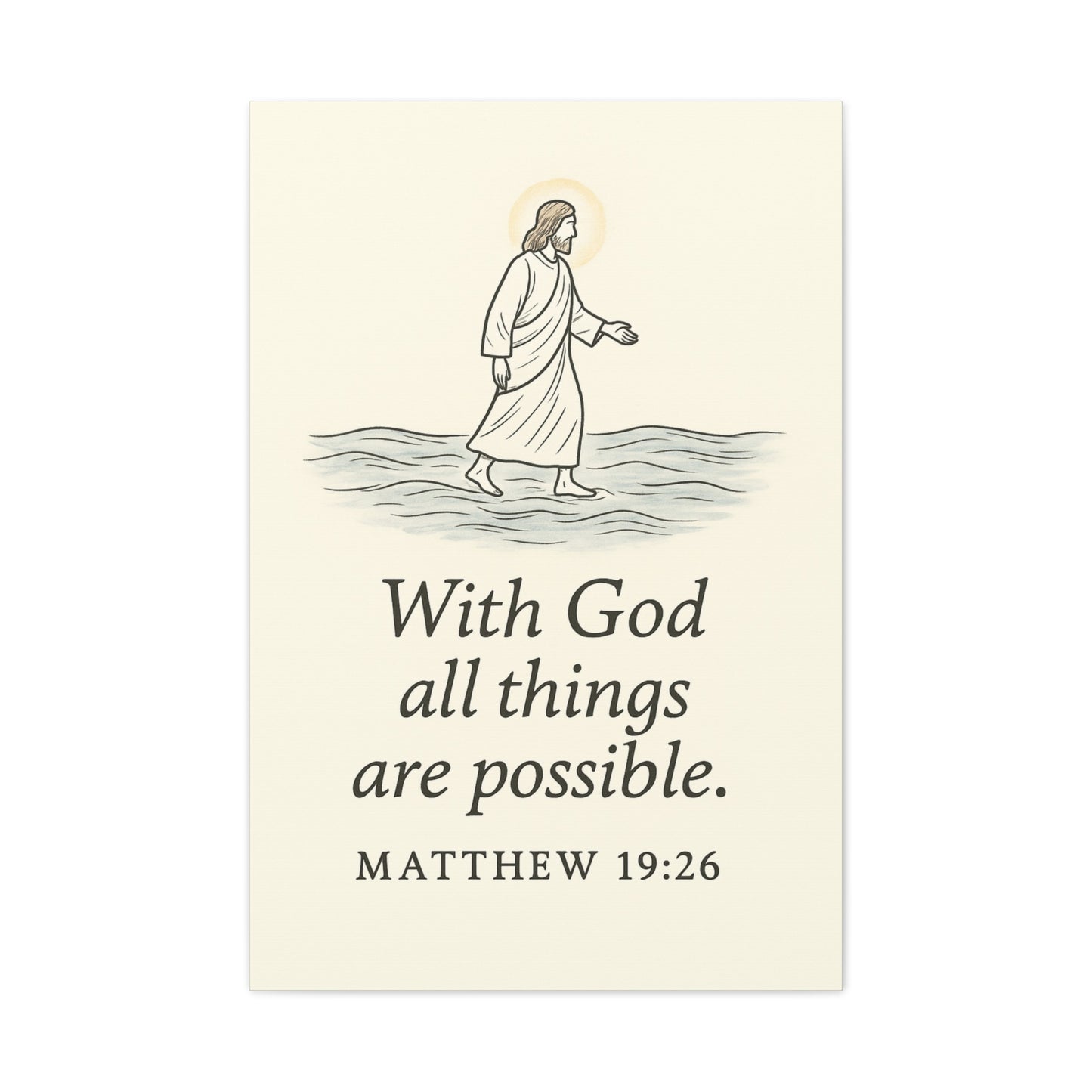 With God All Things Are Possible – Matthew 19:26 Christian Canvas Wall Art