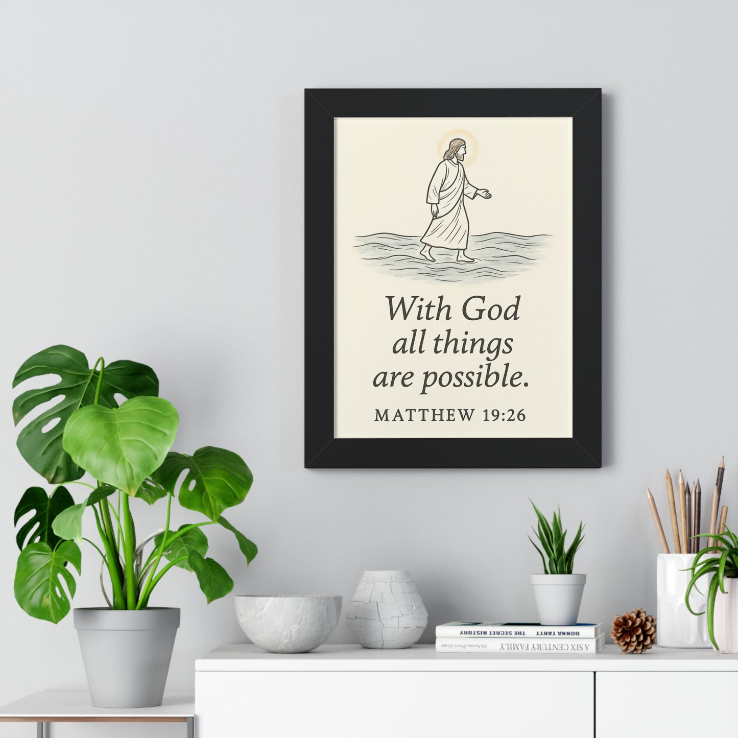 With God All Things Are Possible Matthew 19:26 Framed Vertical Poster