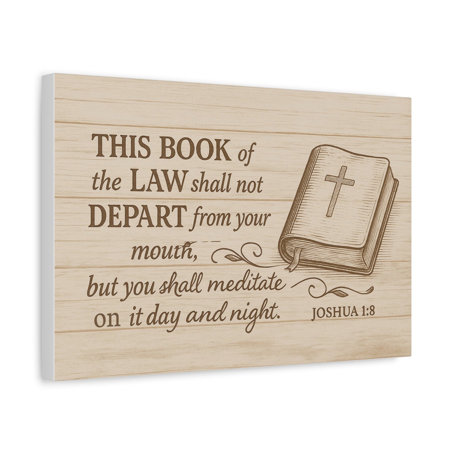 Joshua 1:8 Christian Canvas Wall Art – Bible Verse Wall Decor for Home, Office, or Church